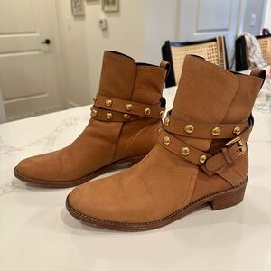 See by Chloe Studded Tan Leather Ankle Boots